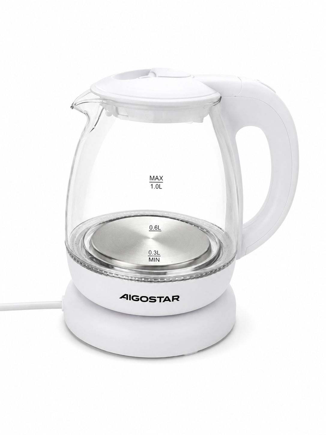 Aigostar stiklinis elektrinis virdulys 1L